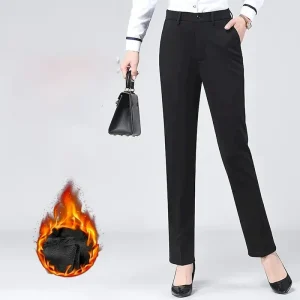 Women's Dress Pants Streetwear Casual Full Length Natural Plain Pocket Elastic Waist Comfortable Street Holiday Weekend Black Dark Navy Winter Regular Fit