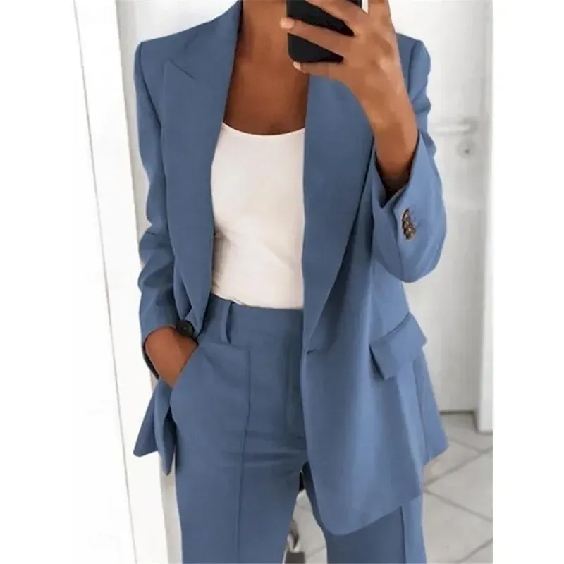 Women's Blazer Comfortable Breathable Pocket Fashion Daily OL Style Plain Office Work Casual Single Breasted Regular Lapel Regular Fit Long Sleeve Outerwear Pink Blue Orange Summer Spring