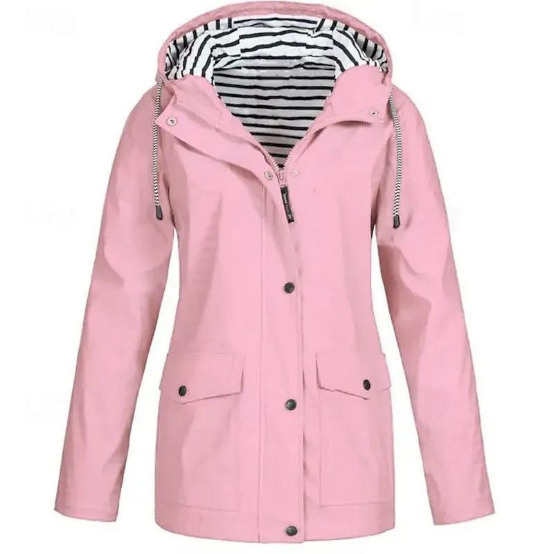 Women's Hoodie Jacket Comfortable Breathable Zipper Pocket Casual Plain Outdoor Vacation Street Casual Zipper Regular Hooded Regular Fit Long Sleeve Outerwear Black White Yellow Spring Fall - Image 2