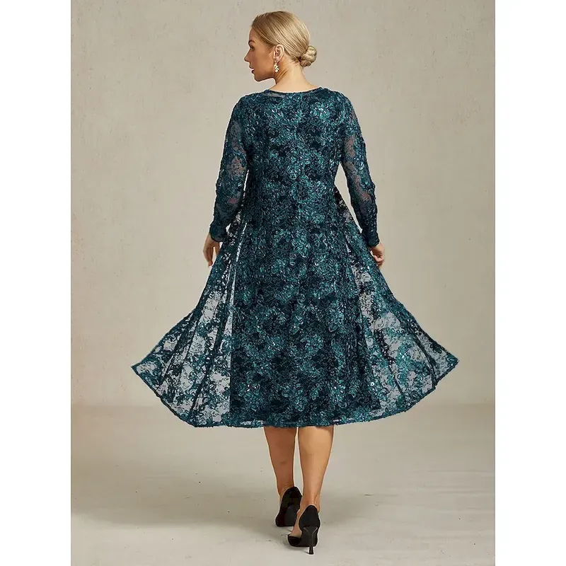 Women's Blazer Caot Jacket Lace Embroidered Sequin Elegant Floral Formal Anniversary Party Wedding Guest Open Front Long Crewneck Regular Fit Long Sleeve Outerwear Navy Blue Spring Fall - Image 2