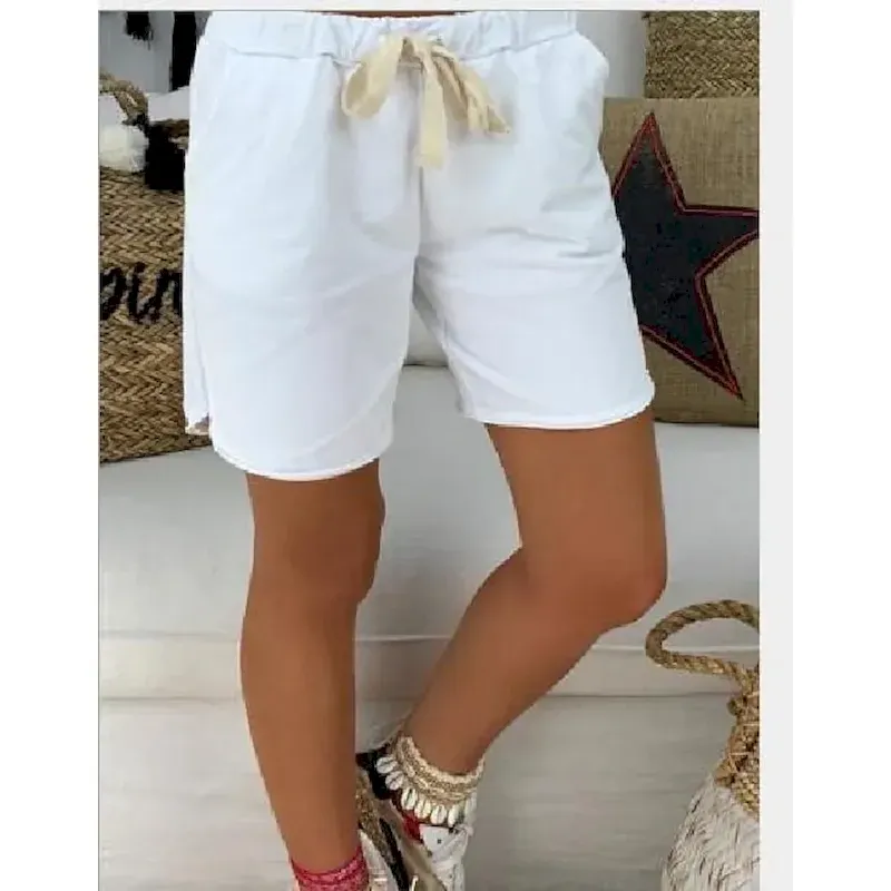 Women's Shorts Bermuda shorts Fashion Short Plain Drawstring Side Pockets Comfort Micro-elastic Vacation Beach Black White Khaki Regular Fit