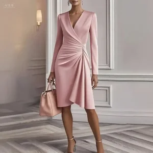 Women's Midi Dress Velvet Dress Sequin Dress Party Dress Sheath Dress Elegant Modern Party Special Occasion Evening Party Regular Fit Plain Long Sleeve V Neck White Pink Wine Khaki Spring Fall