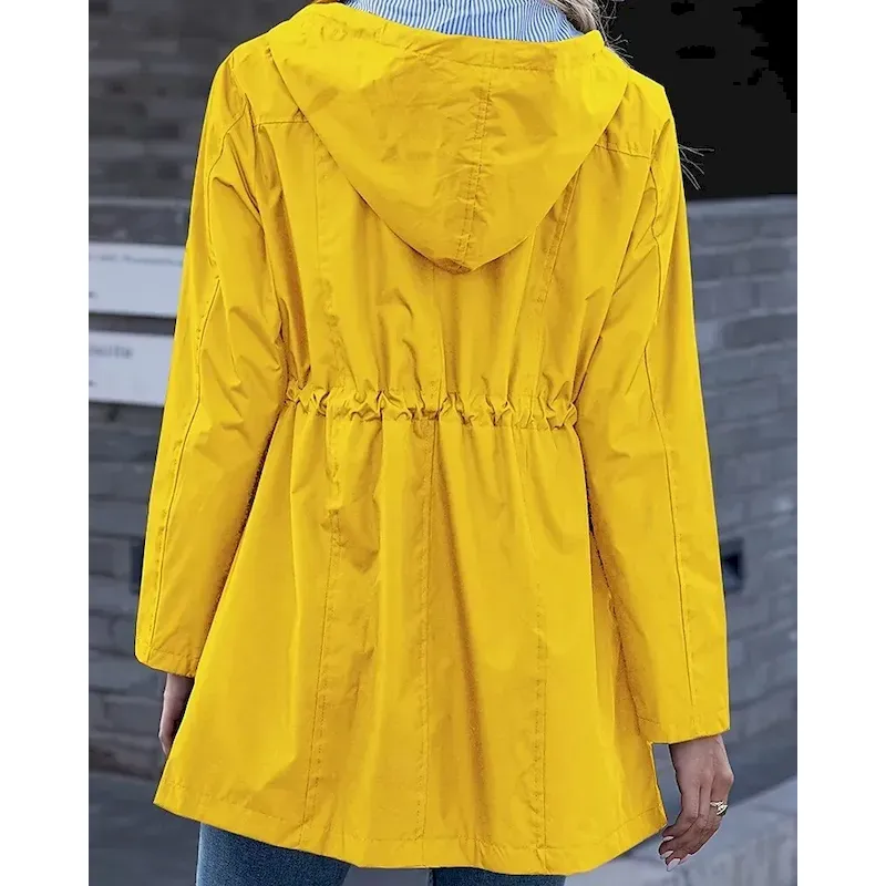 Women's Hoodie Jacket Waterproof Rain Jackets Rain Coats Warm Comfortable Zipper Pocket Outdoor Casual Plain Going out Casual Daily Zipper Regular Hooded Regular Fit Long Sleeve Outerwear Navy Black - Image 3