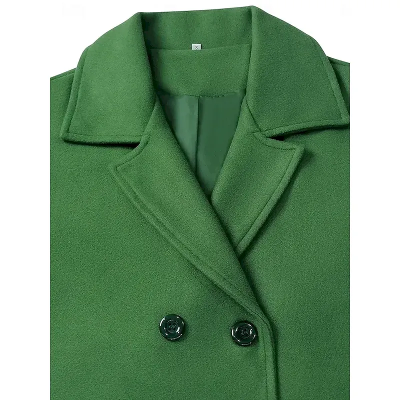 Women's Winter Coat Coat Cloak / Capes Windproof Warm Pocket Casual Street Style Plain Vacation Work Street Daily Wear Single Breasted Turndown Loose Fit Long Sleeve Outerwear Red Blue Green Fall - Image 4