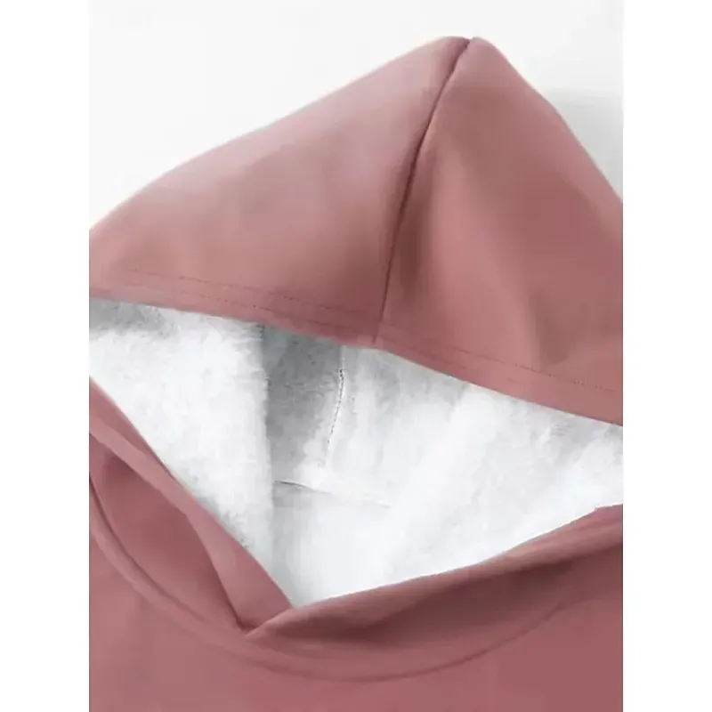 Women's Hoodie Sweatshirt Pullover Fleece Lined Warm Pajamas Hoodie Daily Long Sleeve Hooded Letter Drawstring Print Casual Black Dark Pink Red Fall Regular Fit - Image 4