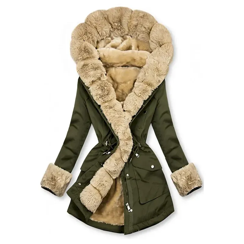 Women's Winter Coat Winter Jacket Parka Windproof Warm Zipper Pocket Drawstring Fur Collar Elegant Street Style Plain Street Casual Daily Wear Zipper Regular Hoodie Regular Fit Long Sleeve Outerwear - Image 3