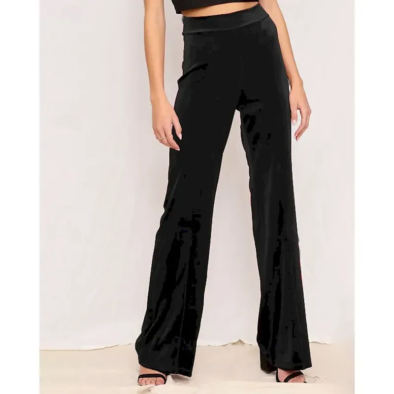 Women's Wide Leg Corduroy Pants Slacks Streetwear Casual Full Length Natural Plain Elastic Waist Comfortable Holiday Daily Wear Weekend Sillver Gray Black Dark Pink Red Fall Regular Fit - Image 3