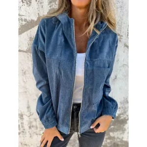 Women's Casual Jacket Hoodie Jacket Comfortable Breathable Zipper Pocket Simple Casual Plain Vacation Street Casual Daily Wear Zipper Regular Hooded Regular Fit Long Sleeve Outerwear Black White Pink