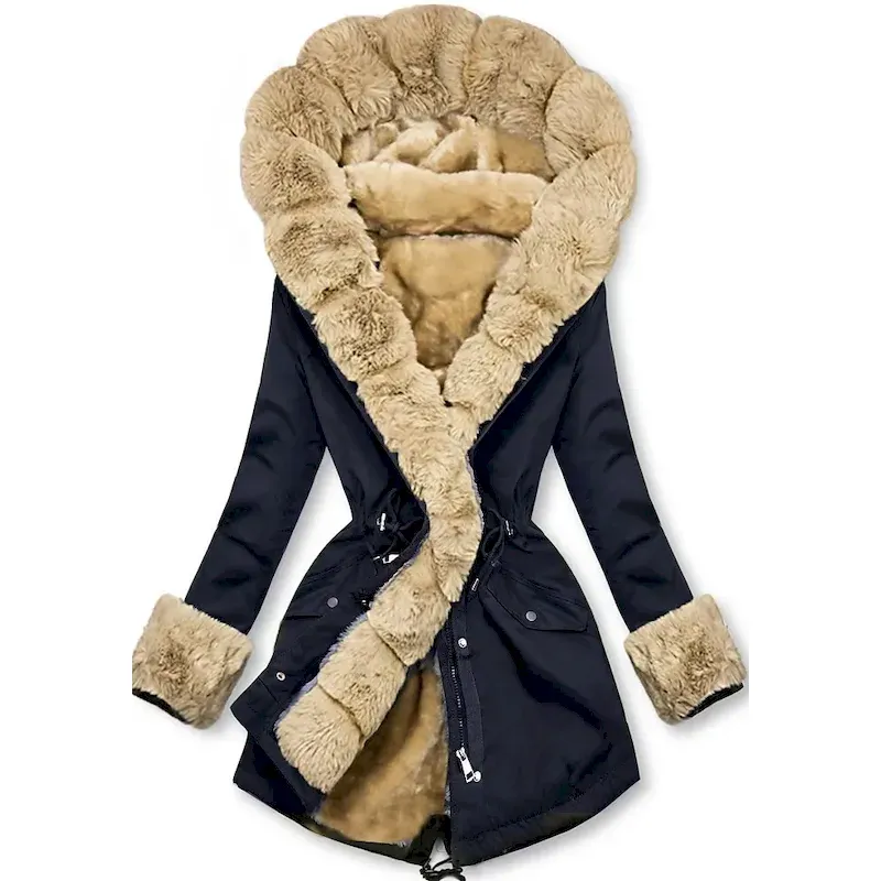 Women's Winter Coat Winter Jacket Parka Windproof Warm Zipper Pocket Drawstring Fur Collar Elegant Street Style Plain Street Casual Daily Wear Zipper Regular Hoodie Regular Fit Long Sleeve Outerwear - Image 4