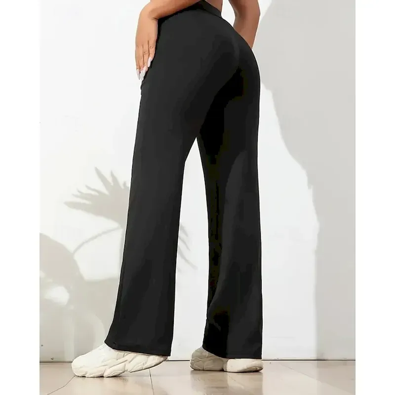 Women's Slacks Straight Streetwear Casual Full Length Natural Plain Pocket Elastic Waist Soft Street Holiday Weekend claret Depression Green Grey Black Fall Regular Fit - Image 3