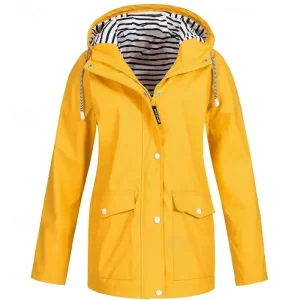 Women's Hoodie Jacket Comfortable Breathable Zipper Pocket Casual Plain Outdoor Vacation Street Casual Zipper Regular Hooded Regular Fit Long Sleeve Outerwear Black White Yellow Spring Fall