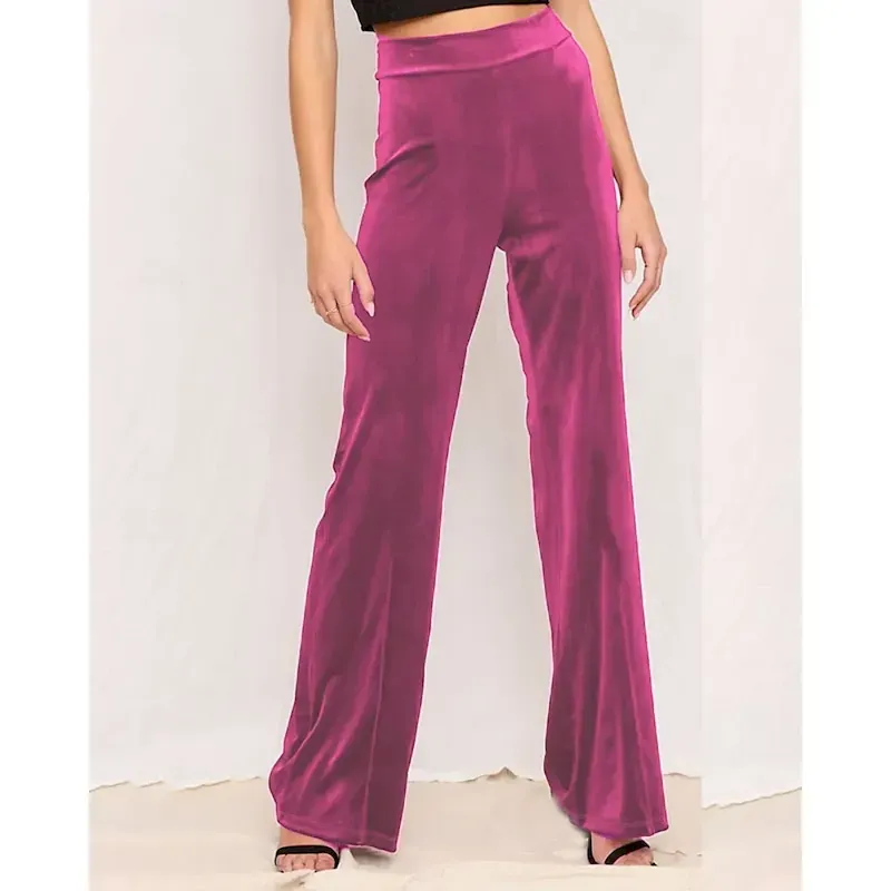 Women's Wide Leg Corduroy Pants Slacks Streetwear Casual Full Length Natural Plain Elastic Waist Comfortable Holiday Daily Wear Weekend Sillver Gray Black Dark Pink Red Fall Regular Fit - Image 4