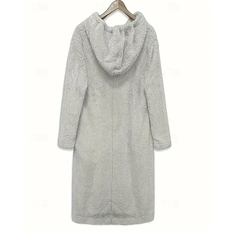 Women's Midi Dress Casual Dress Winter Dress Fashion Modern Daily Weekend Regular Fit Plain Long Sleeve Hooded Grey Winter Autumn - Image 2