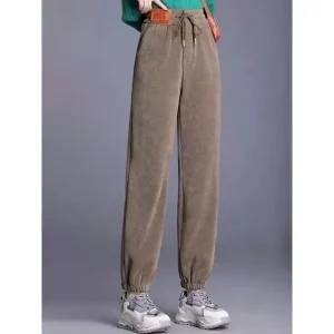 Women's Fleece Pants Chinos Fashion Streetwear Basic Full Length High Waist Plain Pocket Elastic Waistband Comfy Soft Comfortable High Elasticity Outdoor Street Dark Gray Black Brown Amethyst Spring