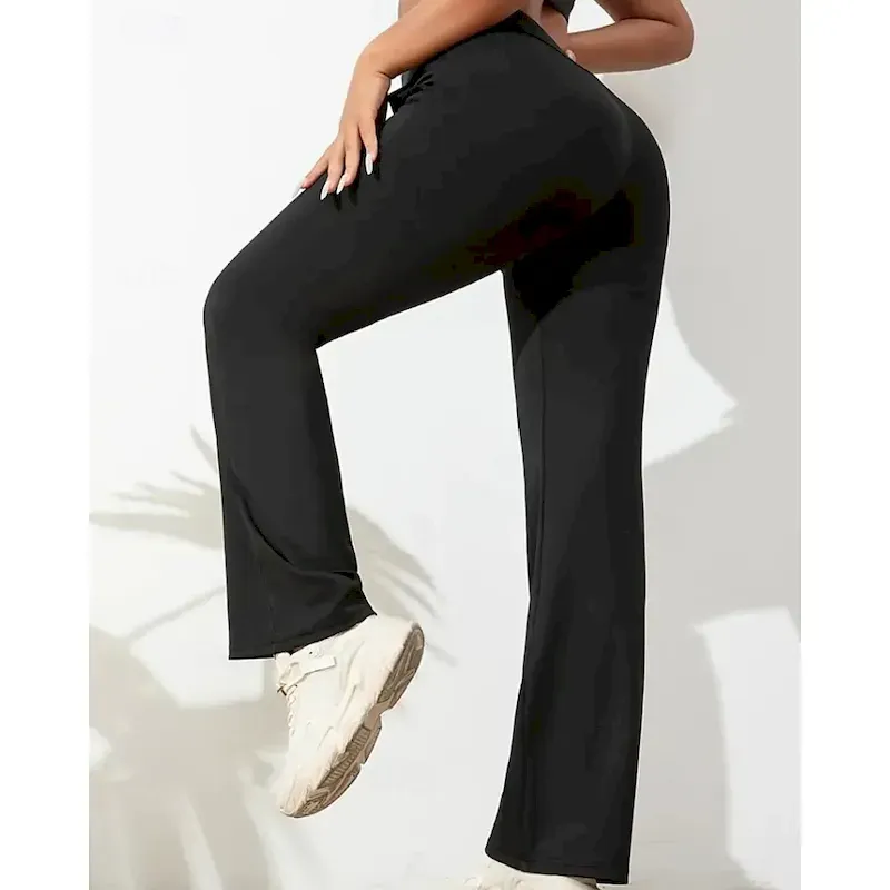 Women's Slacks Straight Streetwear Casual Full Length Natural Plain Pocket Elastic Waist Soft Street Holiday Weekend claret Depression Green Grey Black Fall Regular Fit - Image 4