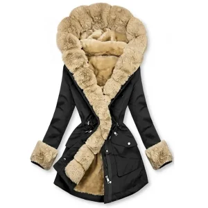 Women's Winter Coat Winter Jacket Parka Windproof Warm Zipper Pocket Drawstring Fur Collar Elegant Street Style Plain Street Casual Daily Wear Zipper Regular Hoodie Regular Fit Long Sleeve Outerwear