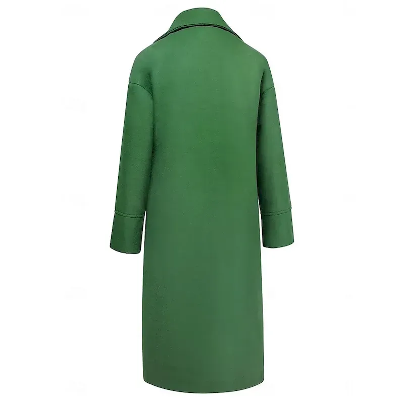 Women's Winter Coat Coat Cloak / Capes Windproof Warm Pocket Casual Street Style Plain Vacation Work Street Daily Wear Single Breasted Turndown Loose Fit Long Sleeve Outerwear Red Blue Green Fall - Image 3