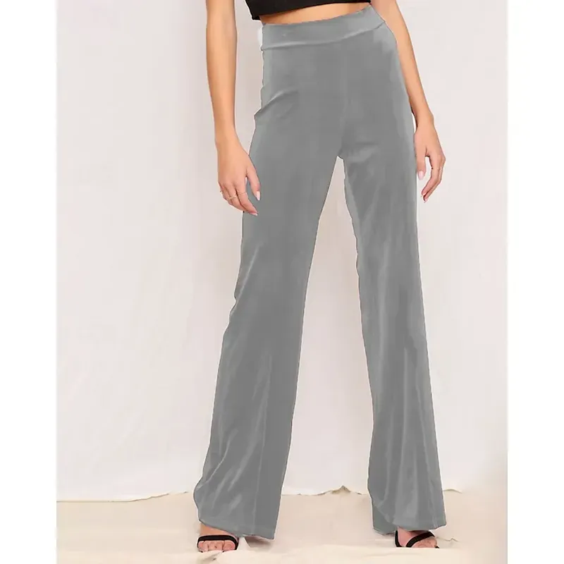 Women's Wide Leg Corduroy Pants Slacks Streetwear Casual Full Length Natural Plain Elastic Waist Comfortable Holiday Daily Wear Weekend Sillver Gray Black Dark Pink Red Fall Regular Fit - Image 5