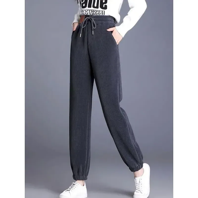 Women's Fleece Pants Chinos Fashion Streetwear Basic Full Length High Waist Plain Pocket Elastic Waistband Comfy Soft Comfortable High Elasticity Outdoor Street Dark Gray Black Brown Amethyst Spring - Image 5